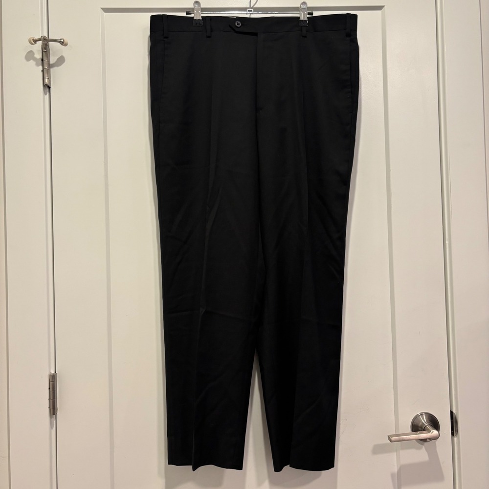 Zanella Nordstrom Todd Black Virgin Wool Dress Pants Men 38 Made in Italy 111184